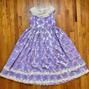 Vintage Handmade Purple Floral Lace Dress
